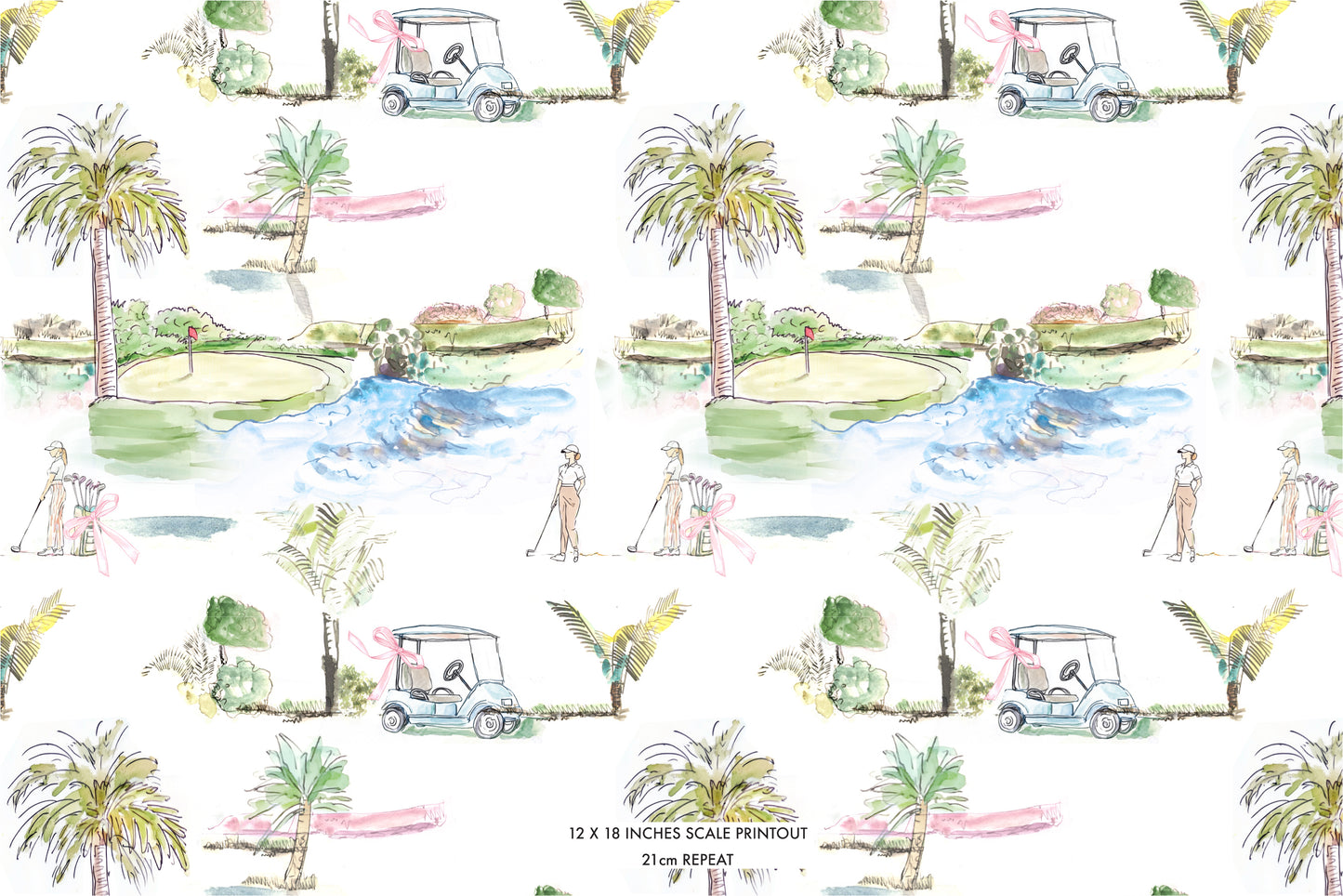 Golf Scene Button Down Modal Short Set - Southern Golf Course Print