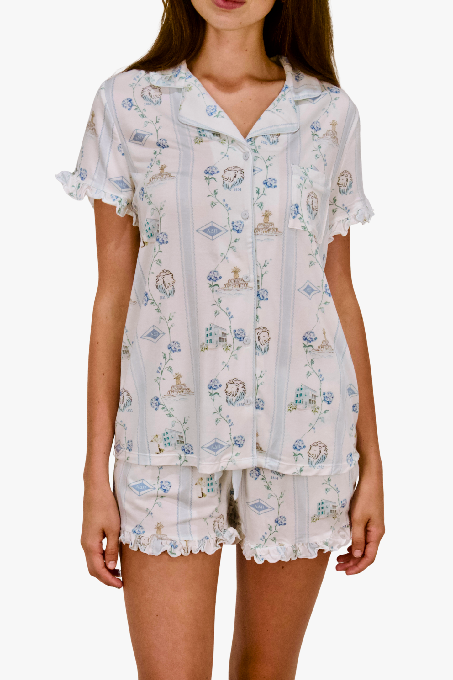 ADPi Short Sleeve button down short set