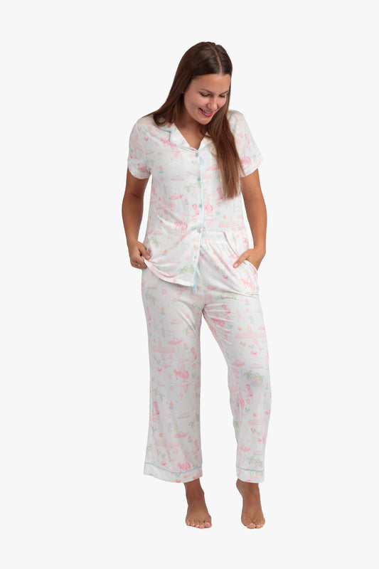 Pastel Texas Crop Pajama Set - Modal Knit
