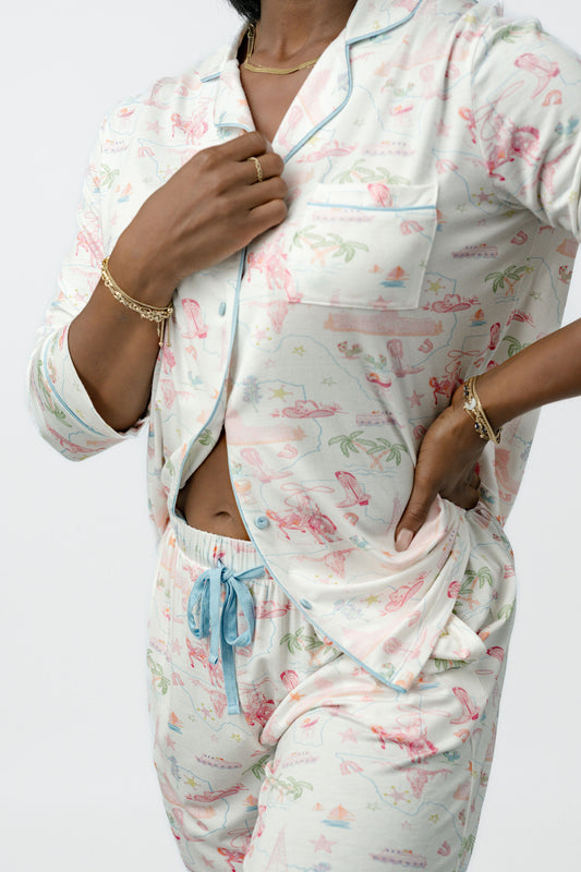 Pastel Texas Crop Pajama Set - Modal Knit