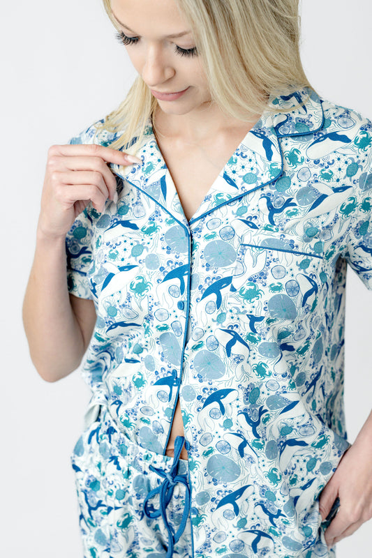 Denim Sea Life Modal Short PJ Set
