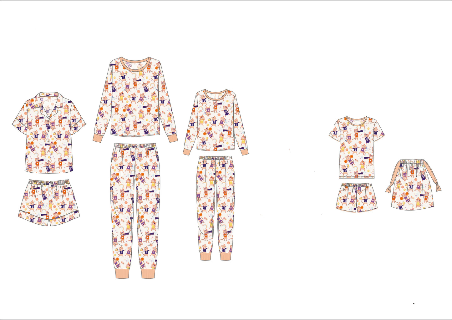 Tiger Life Organic Cotton Knit Pajama Set | Orange & Purple