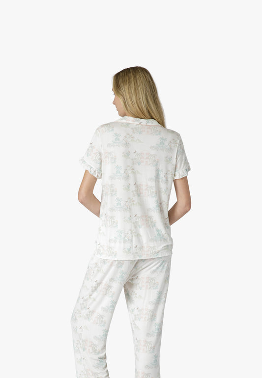 CHS Outline Multi Short Sleeve Crop PJ Set - Charleston Print PJs