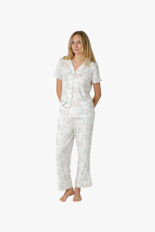 CHS Outline Multi Short Sleeve Crop PJ Set - Charleston Print PJs