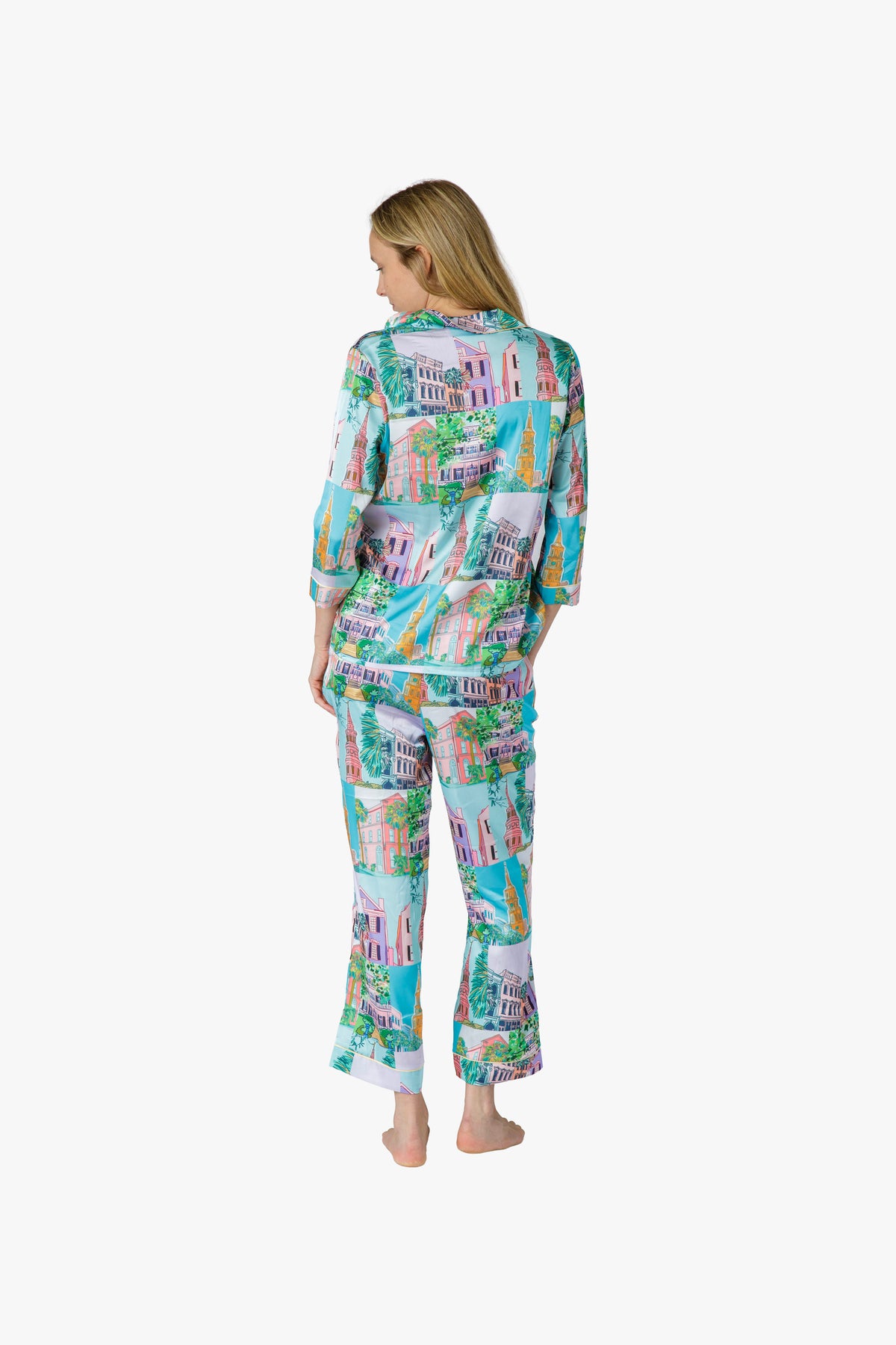 Charleston Pop Crop Top and Crop Pants Set - Charleston Print