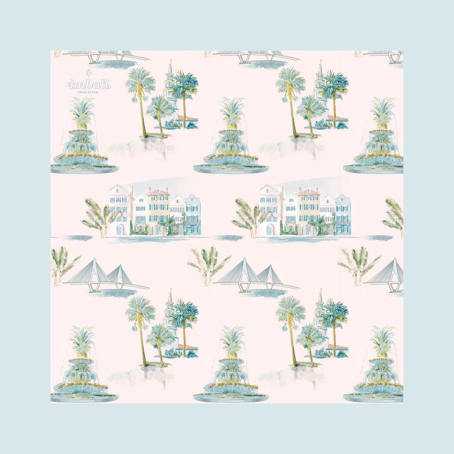 Charleston Watercolor Scarf 25x25" | Pastel Icons Print