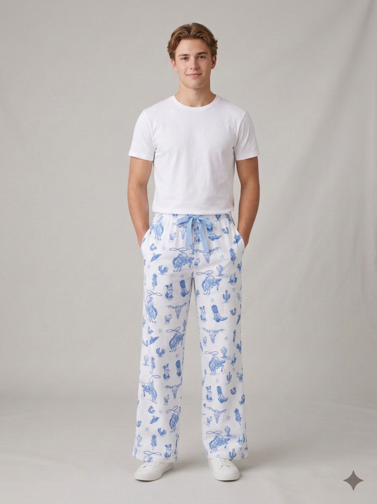 Day on the Range Men's Pants - Blue and White
