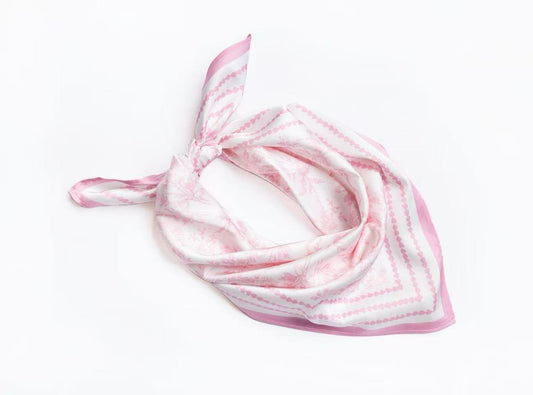 English Toile Pink Scarf 25x25" - Rijks Museum Collaboration | Imbali Charleston
