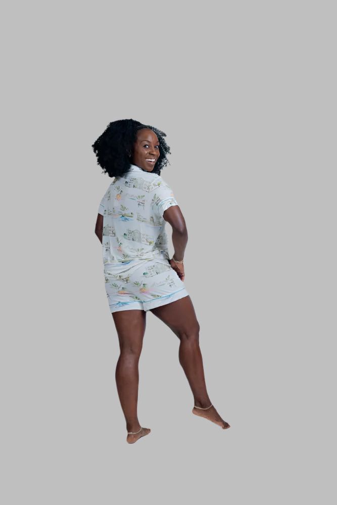 I Love Charleston Knit Button Down Short Set