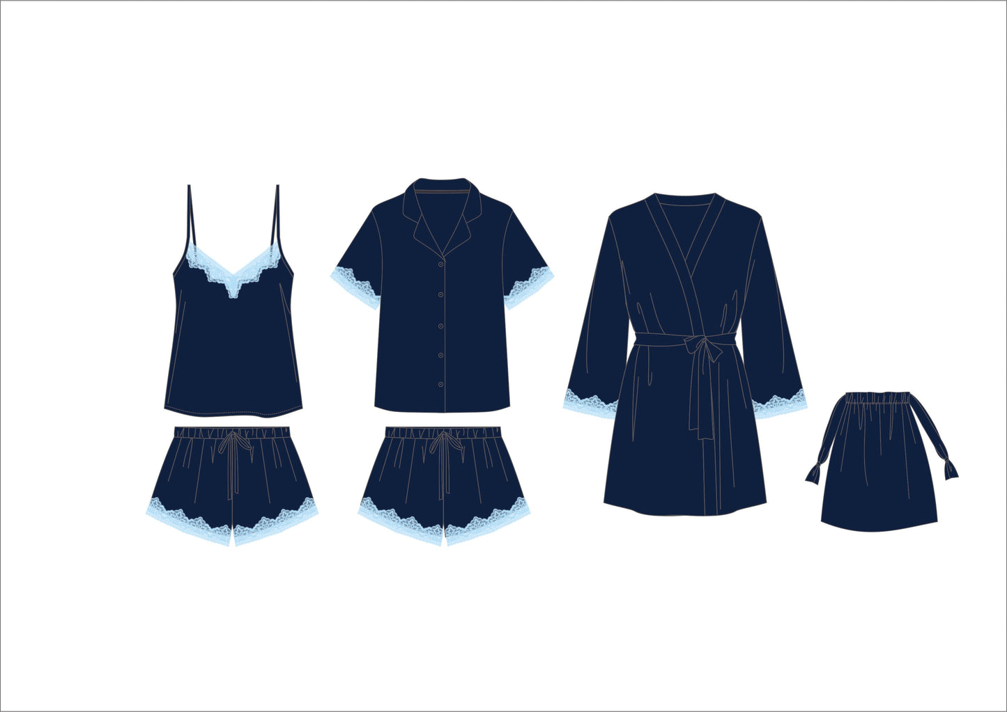 Admiral Navy Modal and Lace Short Set