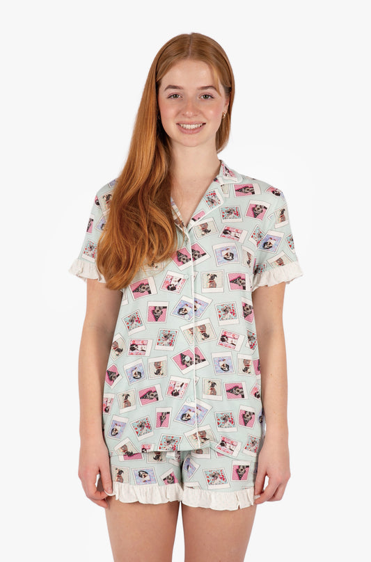 Polaroid Pups Button Down Short Set - Rescue Dog Tencel PJs | Imbali Charleston