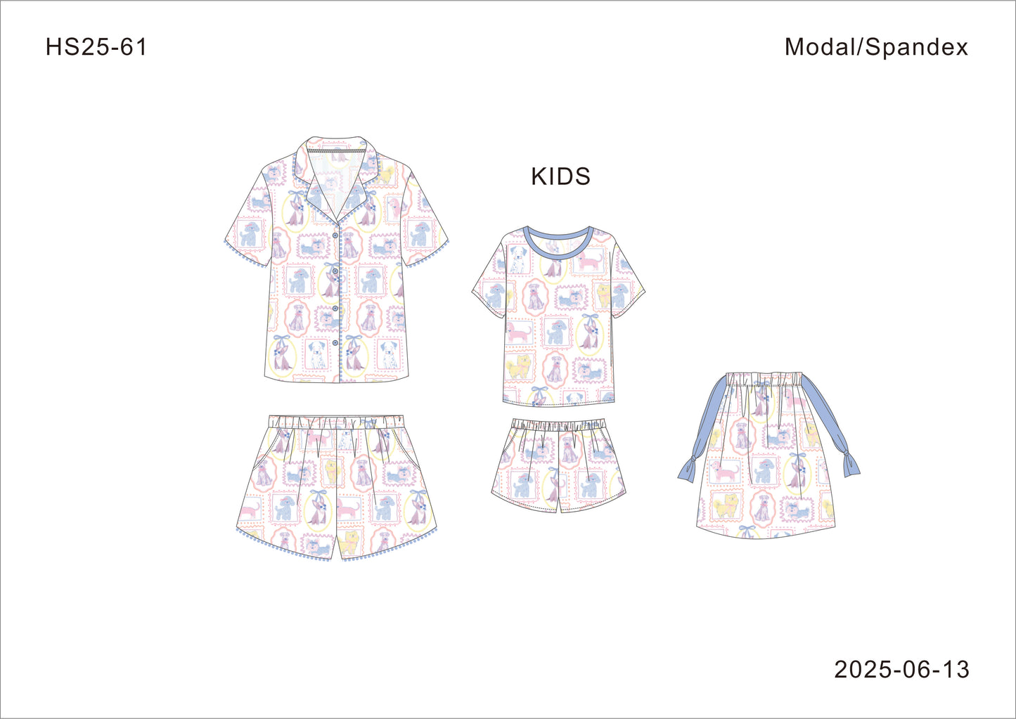 Puppy Portrait Youth Short Pajama Set - Kids PJs