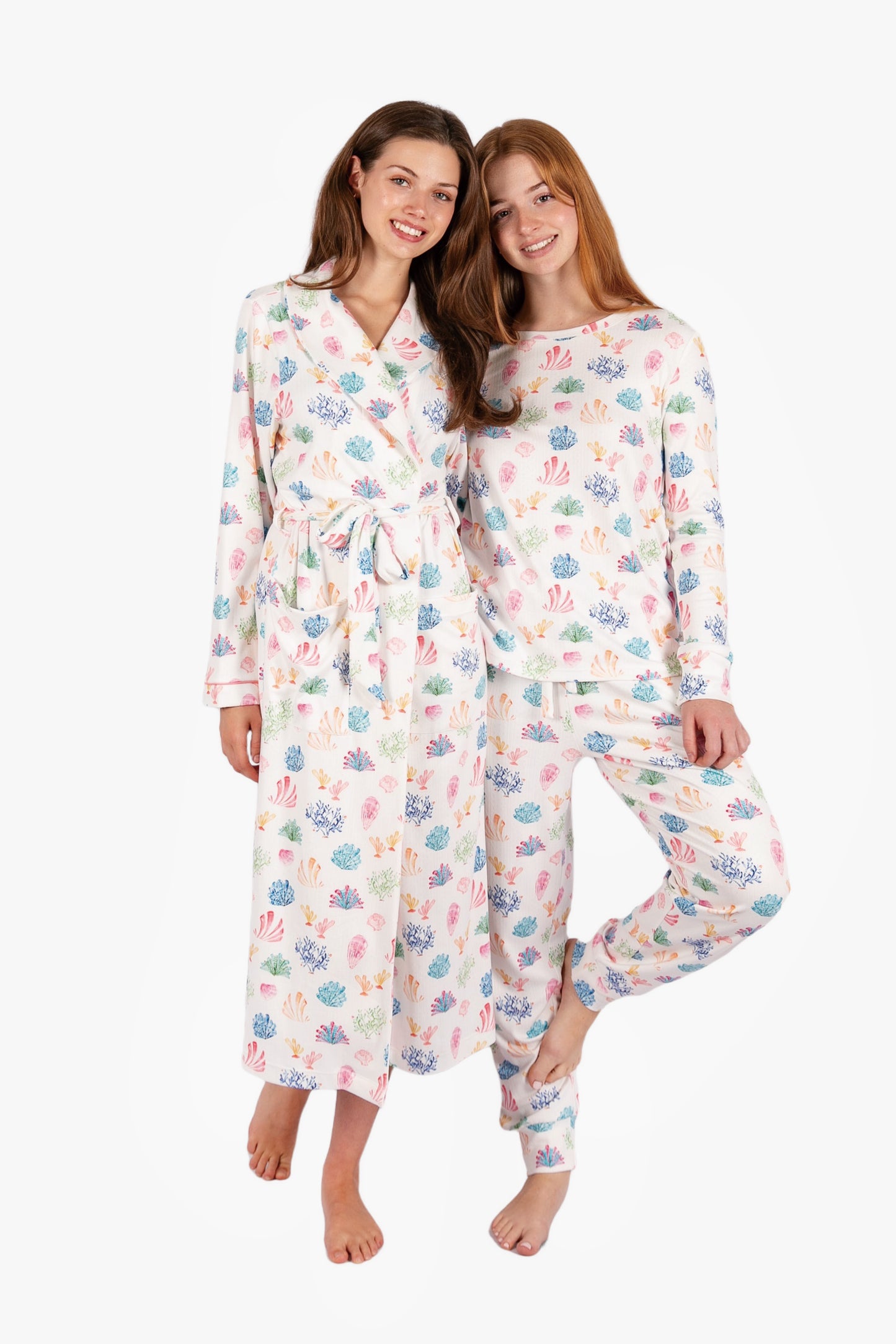 Rainbow Coral Full Length Robe - Brushed Pointelle Winter Robe | Imbali Charleston