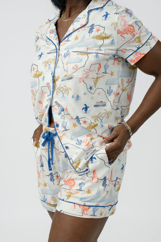 Texas Hold 'Em Short Pajama Set - Organic Cotton | Imbali Charleston
