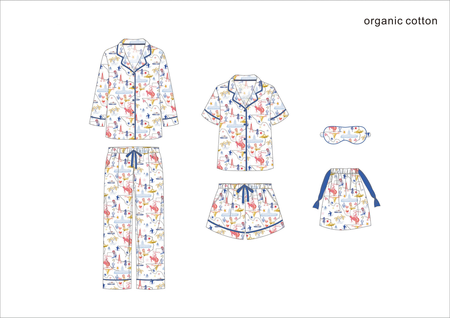 Texas Hold 'Em Short Pajama Set - Organic Cotton | Imbali Charleston