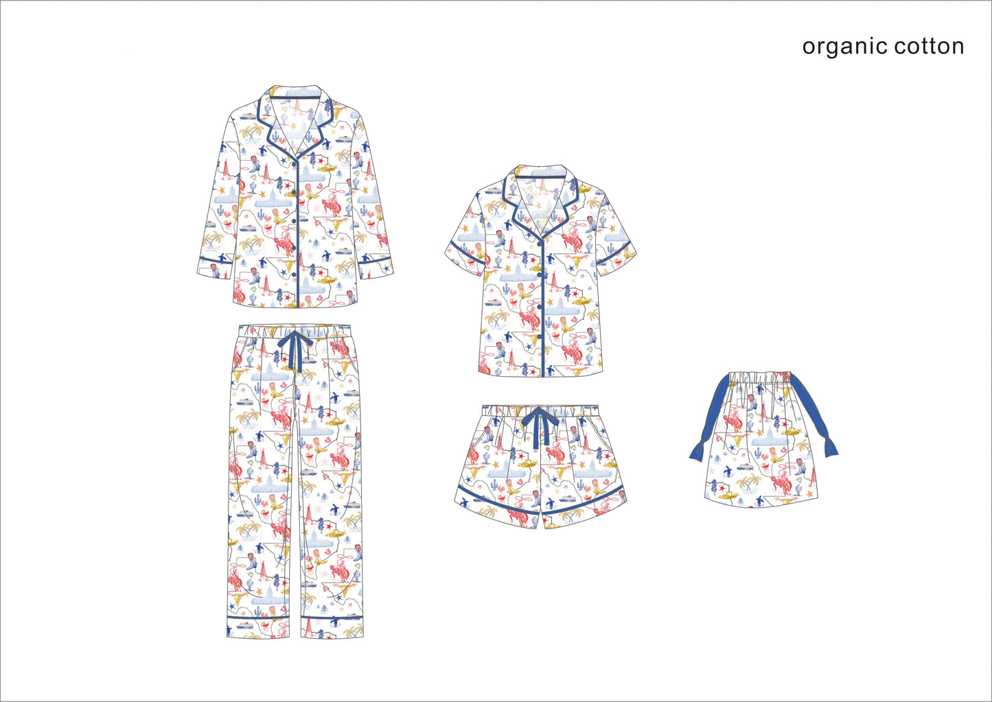 Texas Hold 'Em Short Pajama Set - Organic Cotton
