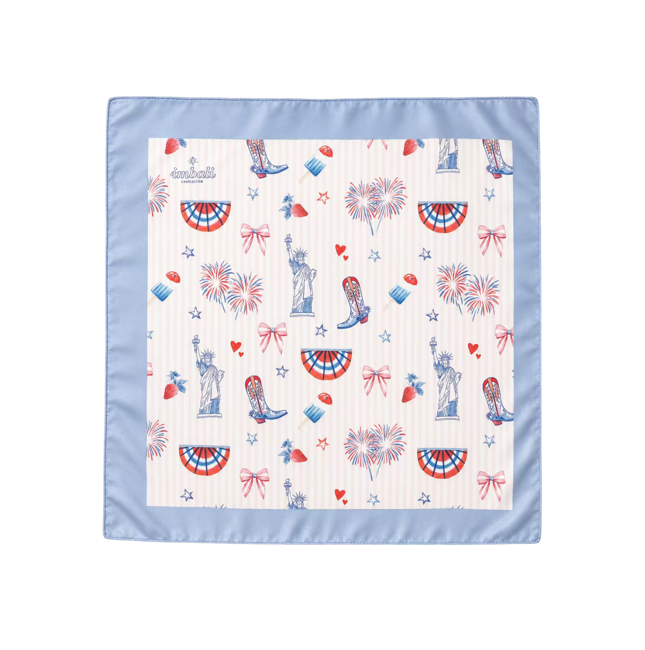 Happy 4th Pink Stripe Scarf 25x25" | USA Icons Print