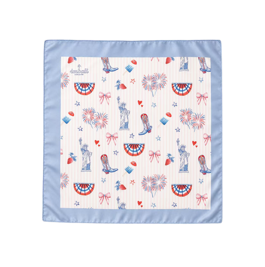 Happy 4th Pink Stripe Scarf 25x25" | USA Icons Print