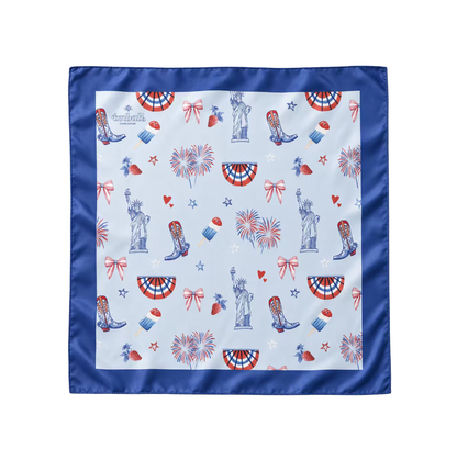 Happy 4th Blue Scarf 25x25" | USA Icons Print