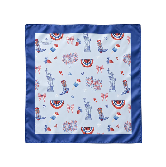 Happy 4th Blue Scarf 25x25" | USA Icons Print