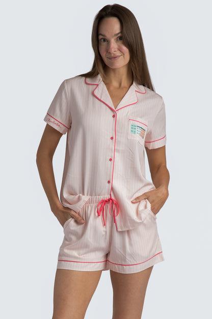 Charleston Pink Stripe Short Pajama Set