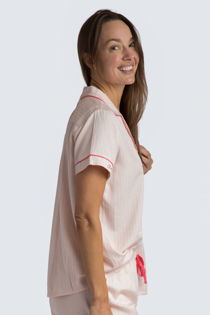 Charleston Pink Stripe Short Pajama Set