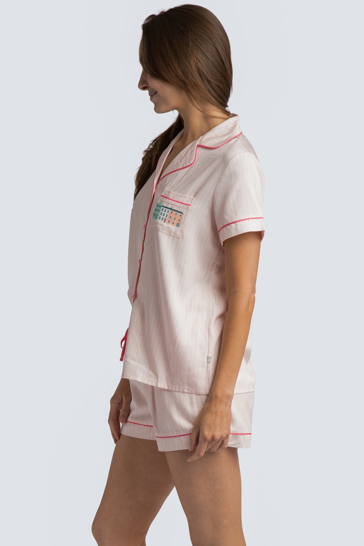 Charleston Pink Stripe Short Pajama Set