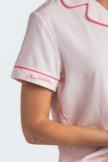 Charleston Pink Stripe Short Pajama Set