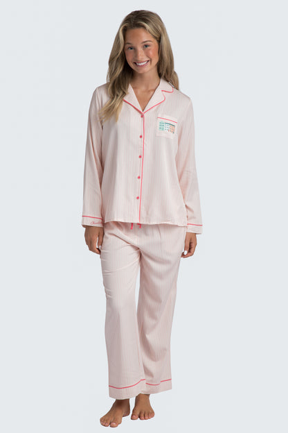 Charleston Pink Stripe Crop Pajama Set