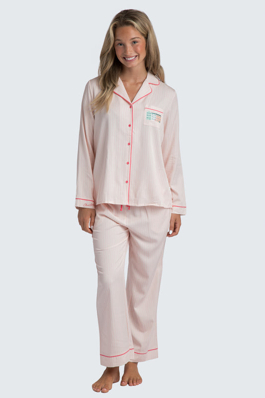 Charleston Pink Stripe Crop Pajama Set