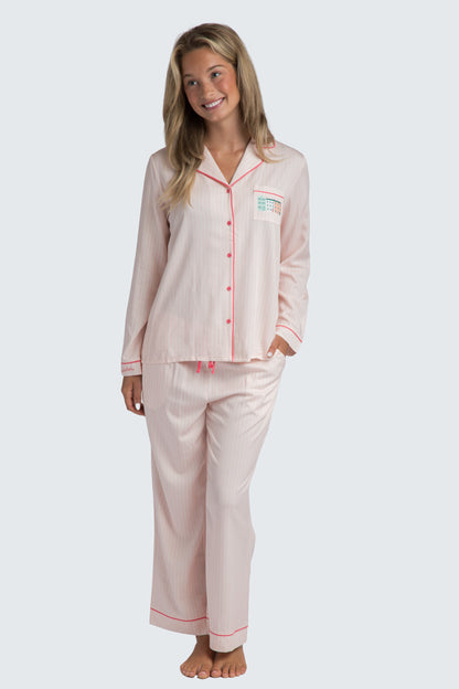 Charleston Pink Stripe Crop Pajama Set