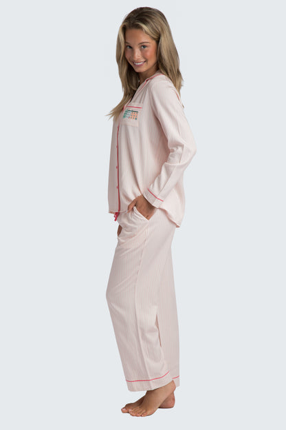 Charleston Pink Stripe Crop Pajama Set