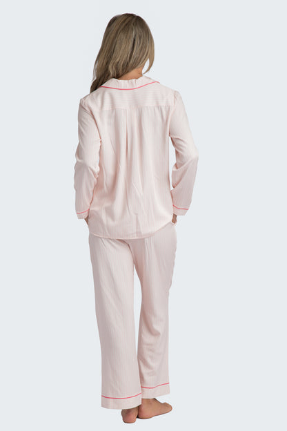 Charleston Pink Stripe Crop Pajama Set