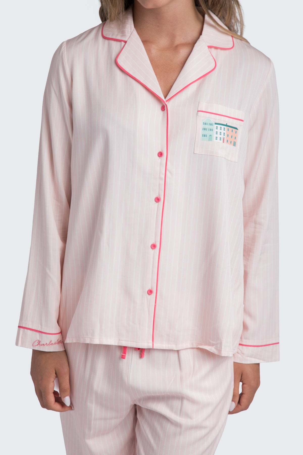 Charleston Pink Stripe Crop Pajama Set