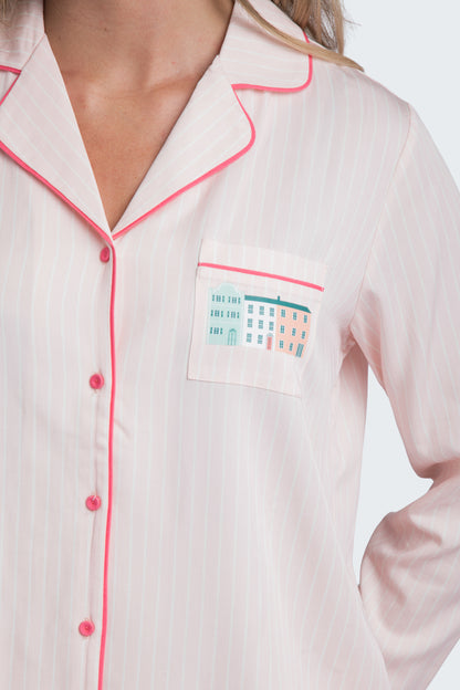 Charleston Pink Stripe Crop Pajama Set