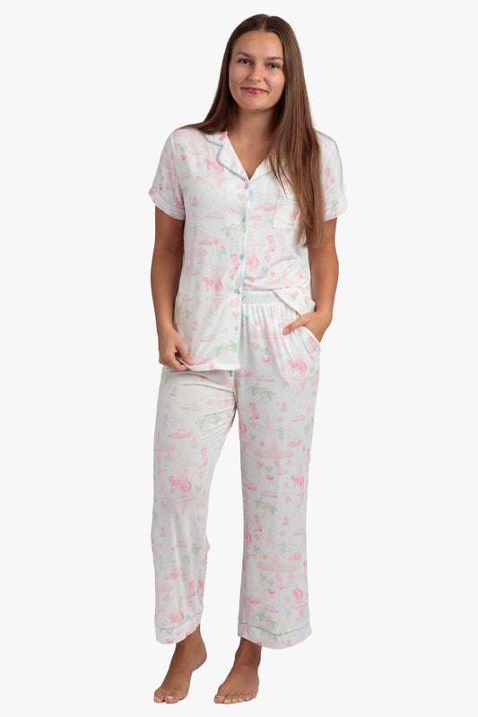 Pastel Texas Crop Pajama Set - Modal Knit