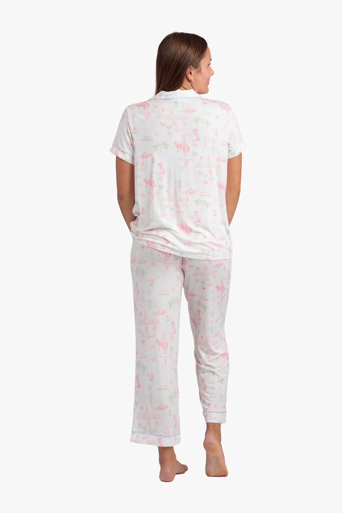 Pastel Texas Crop Pajama Set - Modal Knit