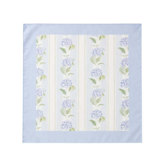 Hydrangea Stripe Scarf 25x25" | Floral Stripe Print