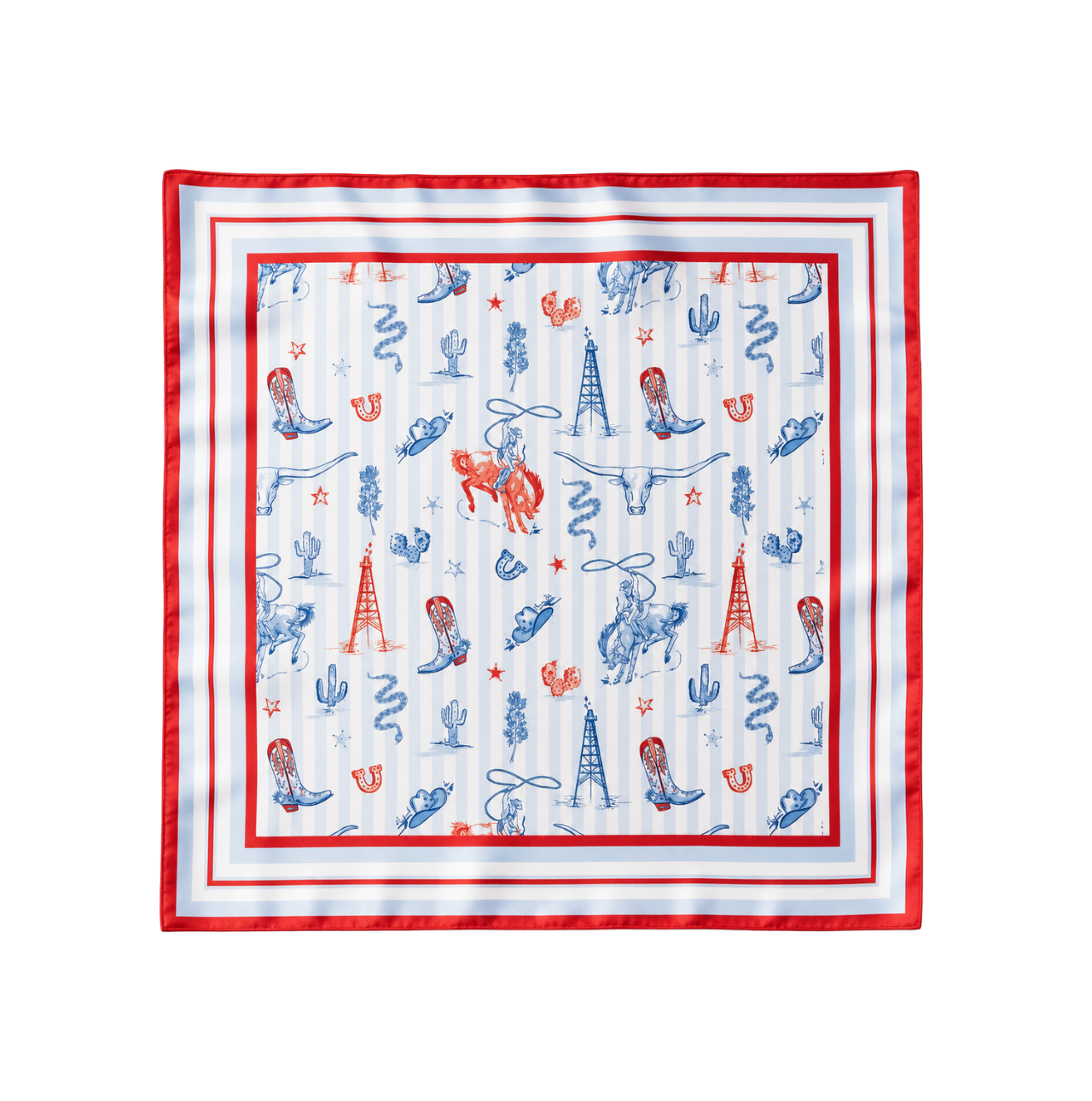 Out West Red, White and Blue Scarf 25x25" | Western Icons Print