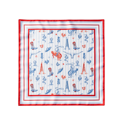 Out West Red, White and Blue Scarf 25x25" | Western Icons Print