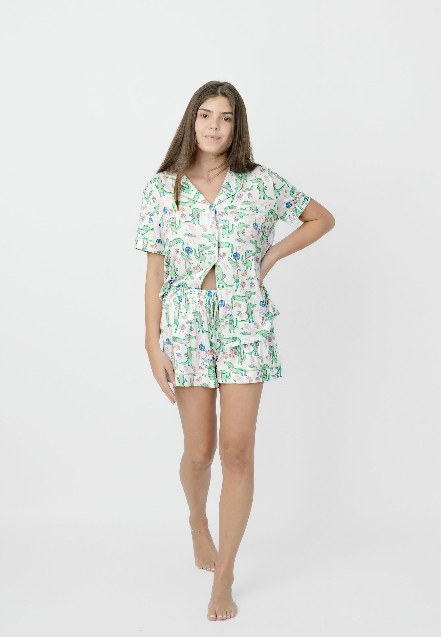 Alligator Disco Short Pajama Set