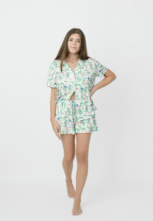 Alligator Disco Short Pajama Set