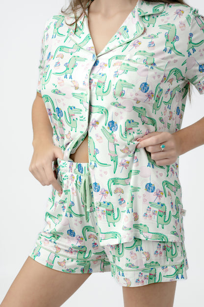 Alligator Disco Short Pajama Set