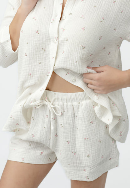 Muslin Ditsy Short Sleeve Short Set | Charleston Sleepwear