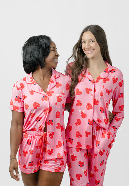Hearts Alive Short Sleeve/Shorts PJ Set | Valentine's Print | Imbali Charleston