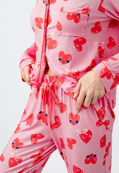 Hearts Alive Long Sleeve/Long Pant PJ Set | Valentine's Print | Imbali Charleston