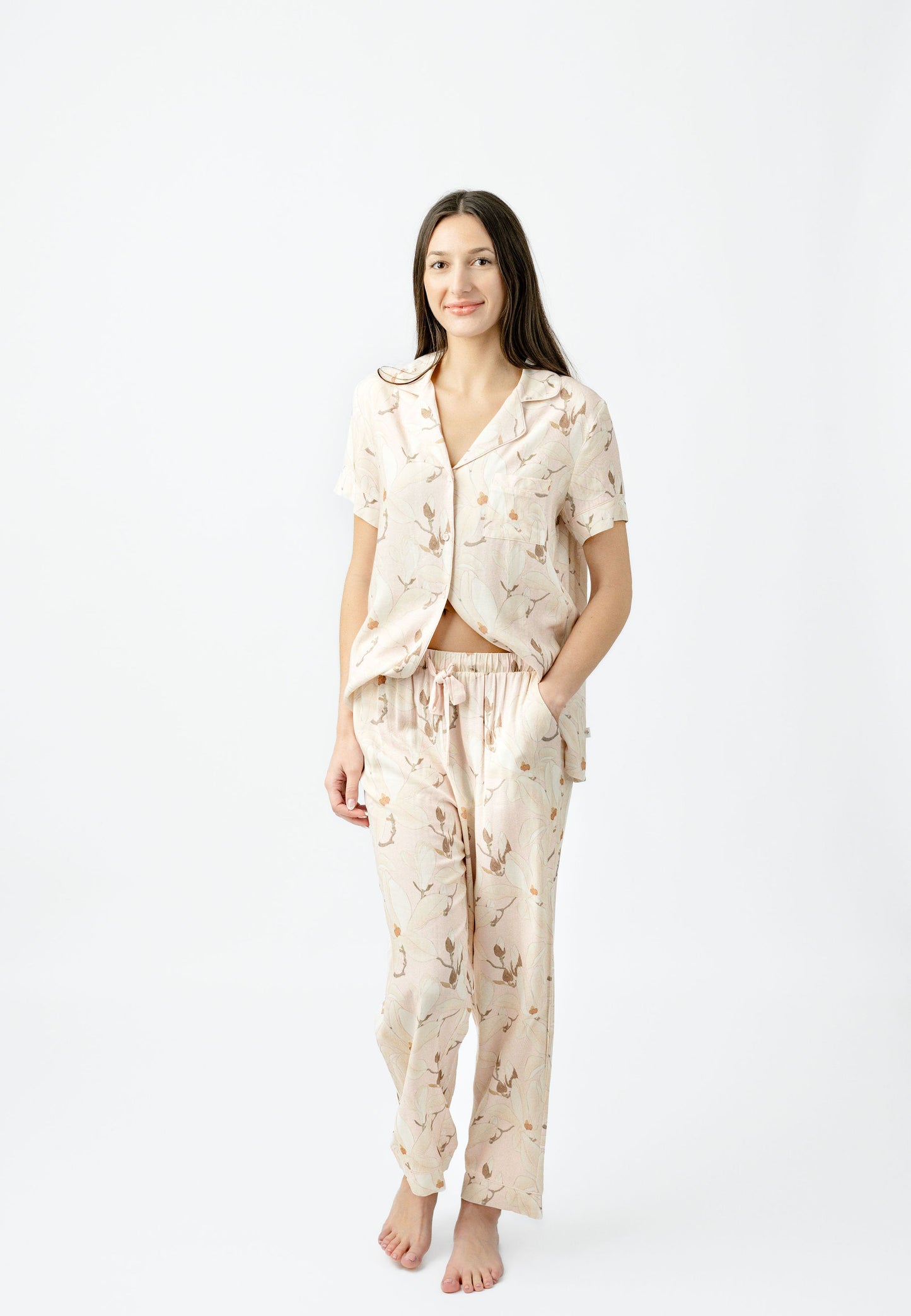 Spring Magnolia Button Down Top and Crop PJ Set