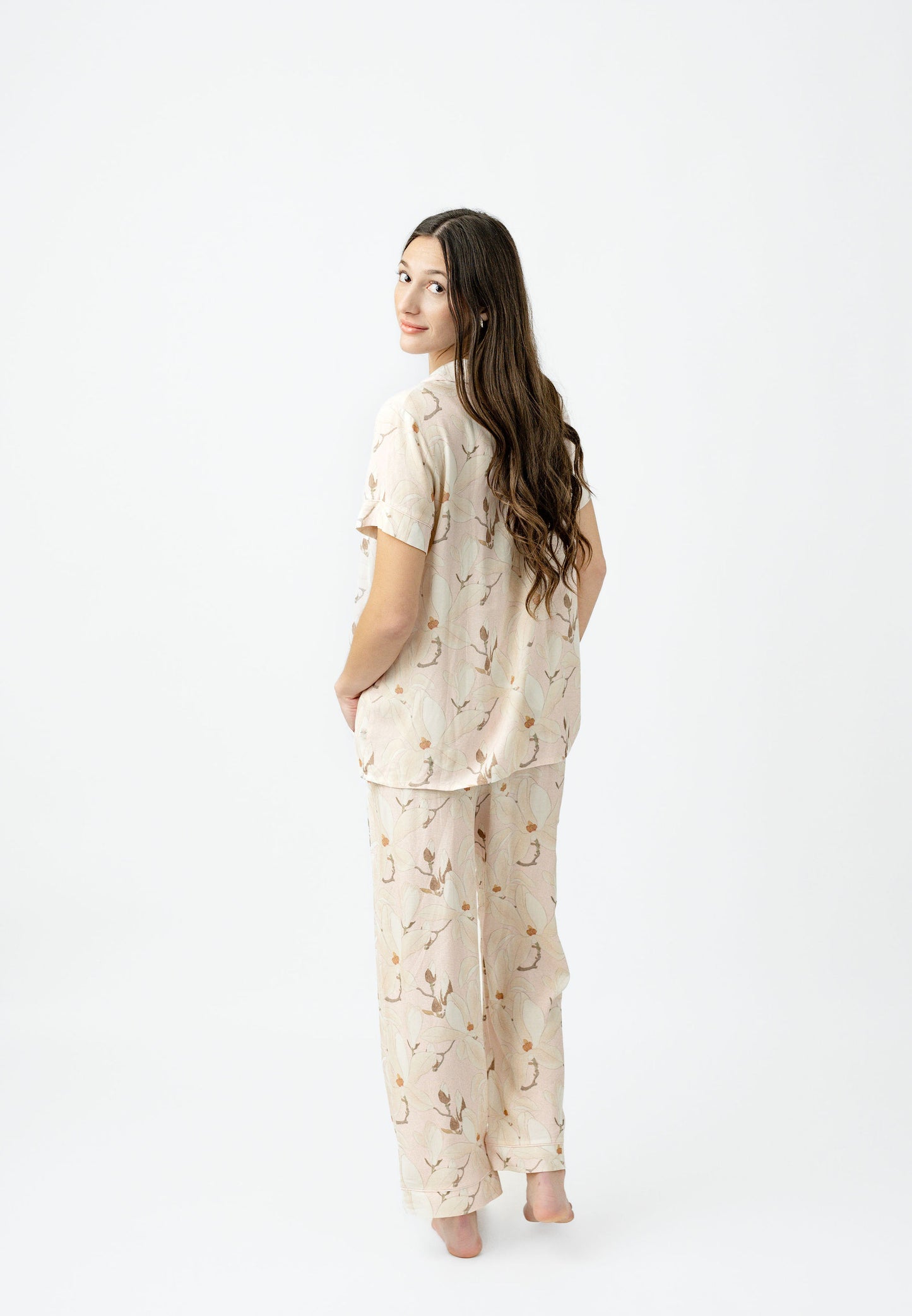 Spring Magnolia Button Down Top and Crop PJ Set