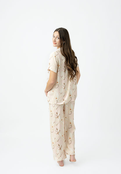 Spring Magnolia Button Down Top and Crop PJ Set