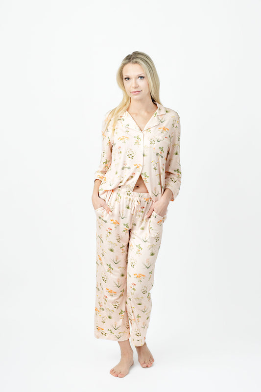 Pastel Sprig Crop PJ Set | Premium Charleston Sleepwear | Imbali Charleston